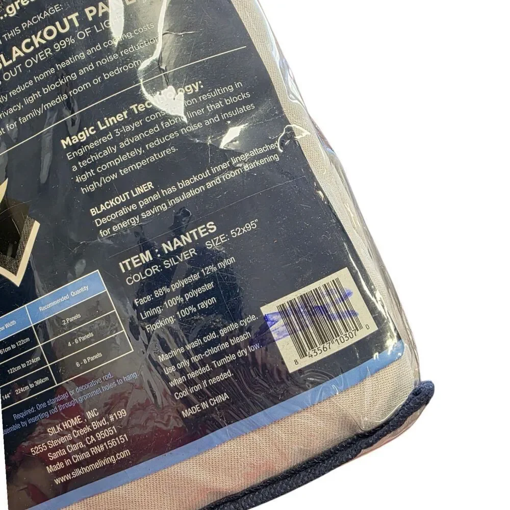 Therapedic Gray Nantes Total Blackout Curtain Panel 52x95